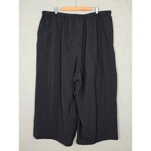 Penningtons Women's Plus Size Black Crinkle Viscose Wide Leg Crop Pants 2X